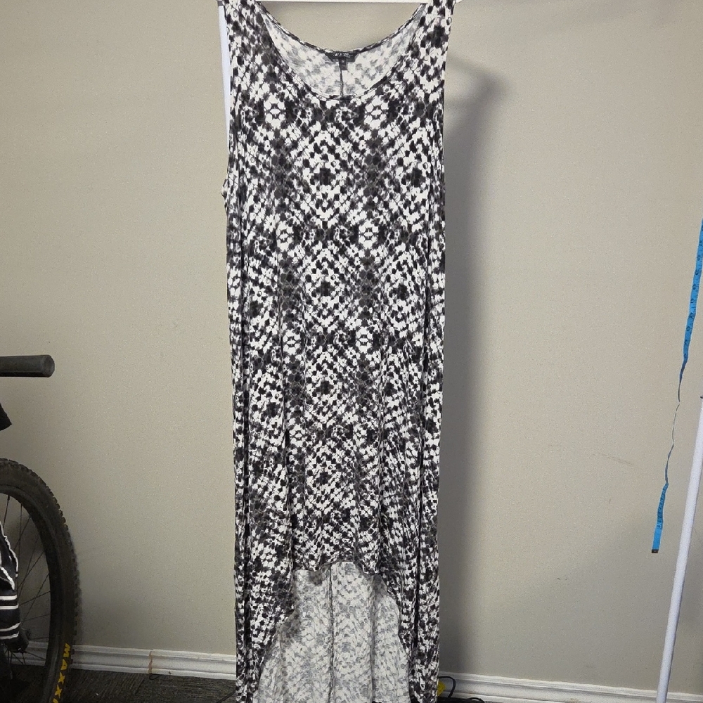 George Tie‑Dye Tank Dress Black & White Plus Size 3X